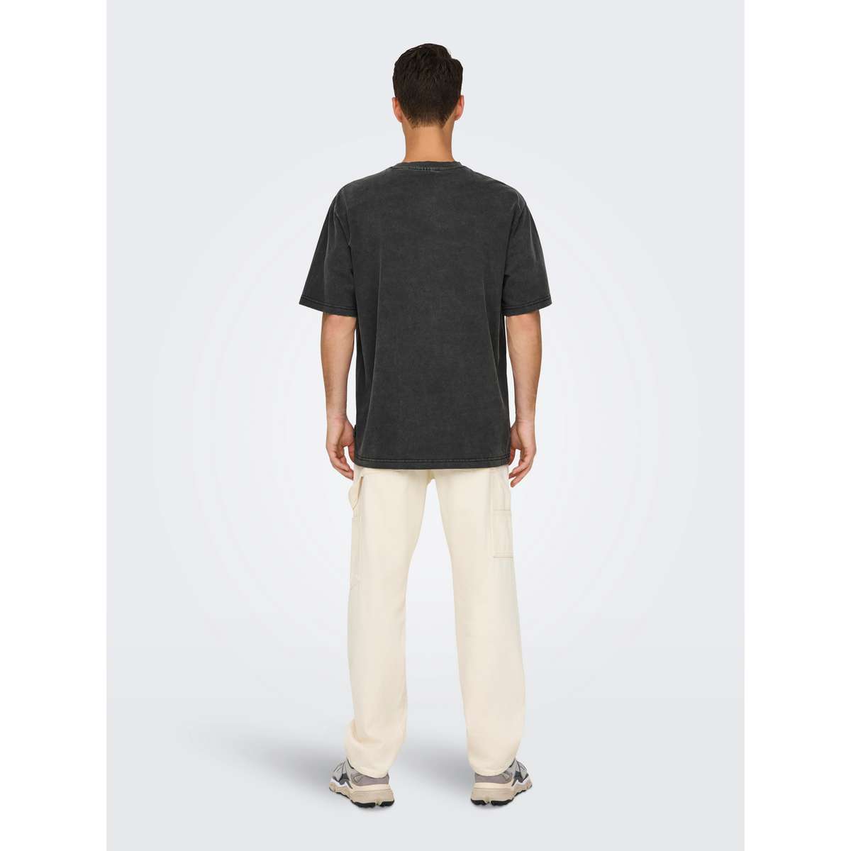 ONLY & SONS MEN΄S RELAXED FIT COTTON DISTRESS T-SHIRT BLACK
